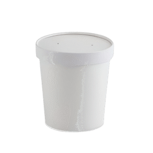 1250 ml Round White Paper Container with Paper Lid (Tall)