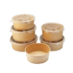 1300 ml Round Kraft Paper Container with PET Lid (Flat)