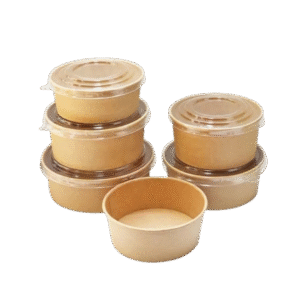 1300 ml Round Kraft Paper Container with PET Lid (Flat)